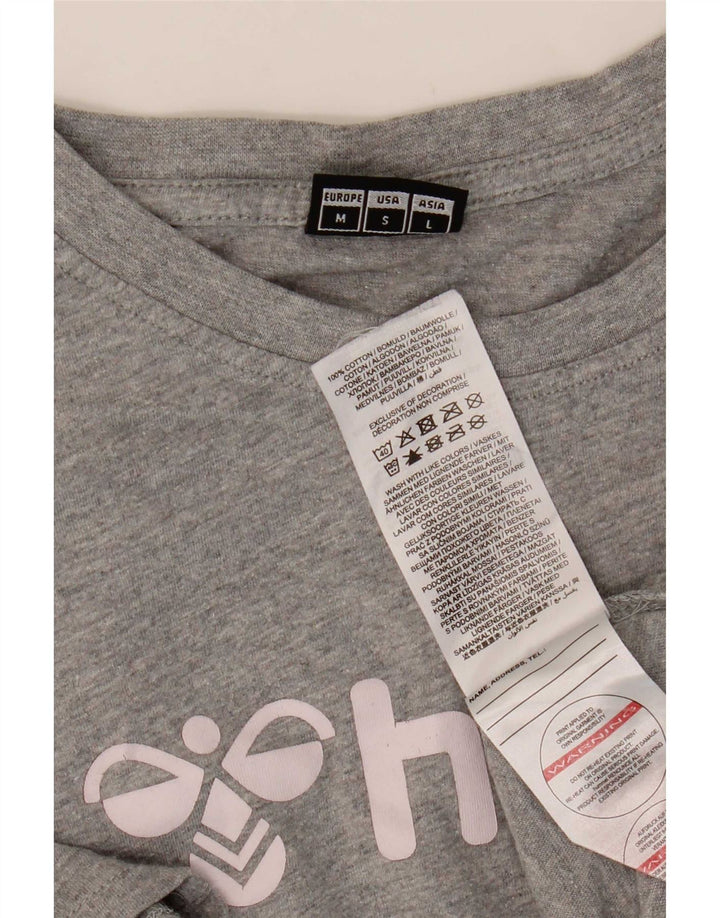 Hummel Camiseta masculina gráfica Top algodão manchado cinza médio