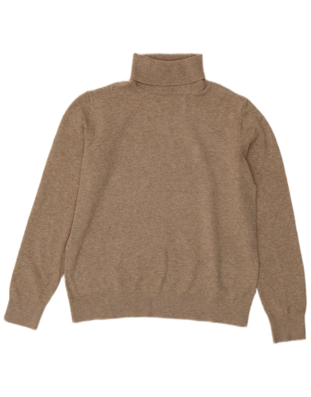 Suéter feminino Marks & Spencer com gola redonda Reino Unido 10 pequeno poliéster bege