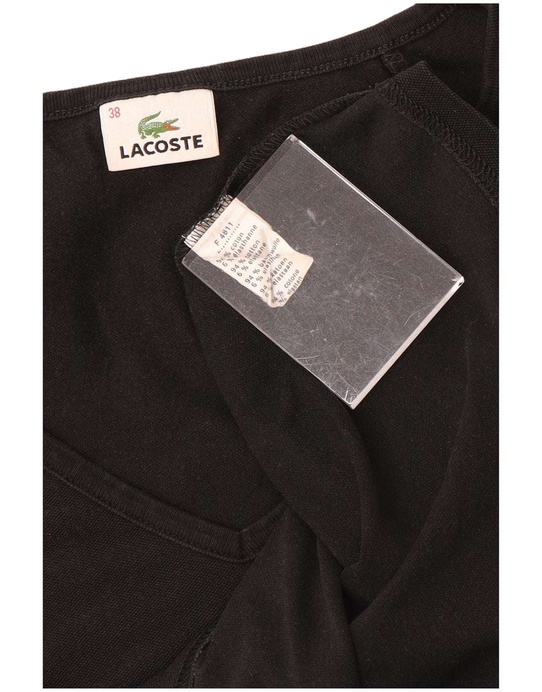 Camiseta feminina LACOSTE tamanho superior 38 algodão preto médio