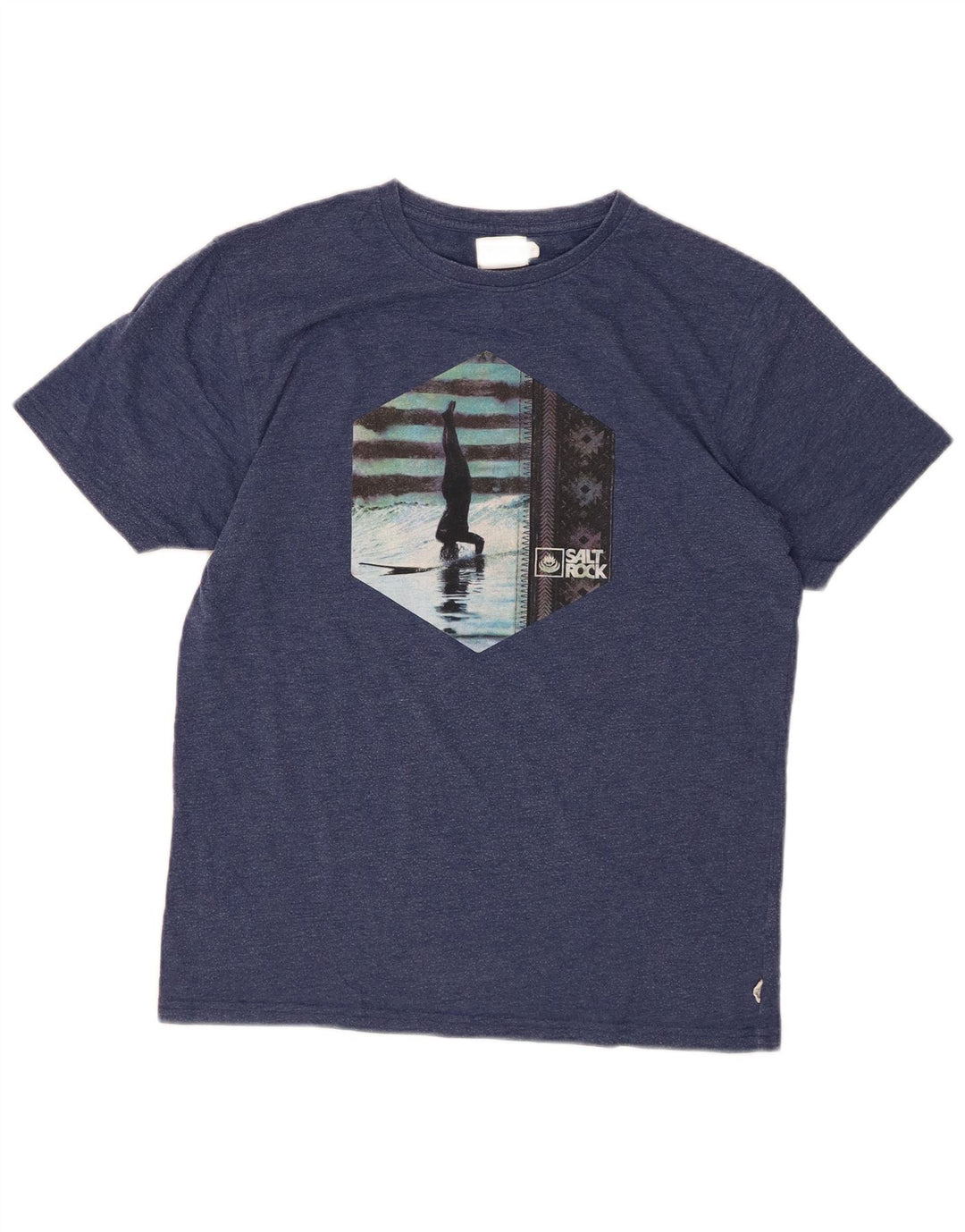 Camiseta masculina gráfica SALTROCK top pequeno algodão azul marinho