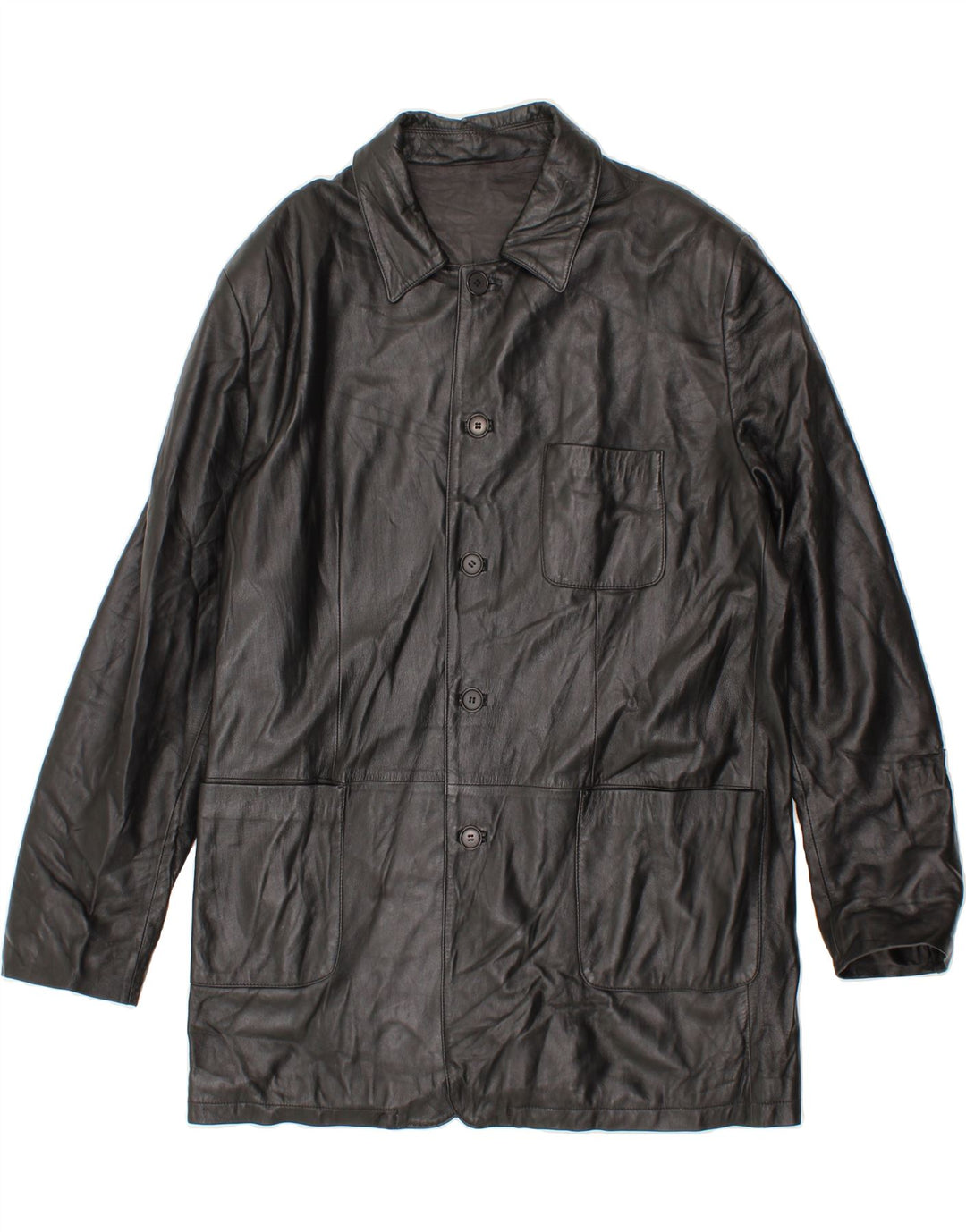 Casaco de couro masculino VINTAGE IT 56 3XL couro preto