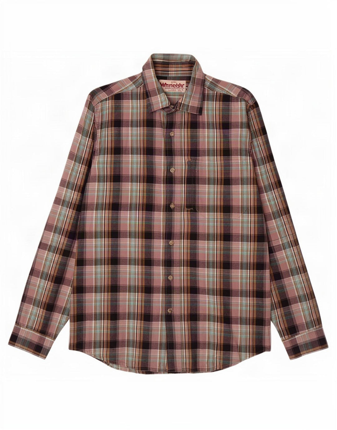 Wrangler Camisa masculina média de algodão xadrez multicolorido