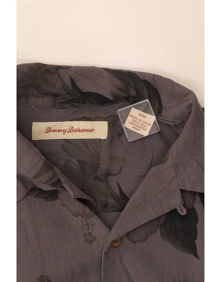 Camisa masculina de manga curta Tommy Bahama seda floral cinza médio