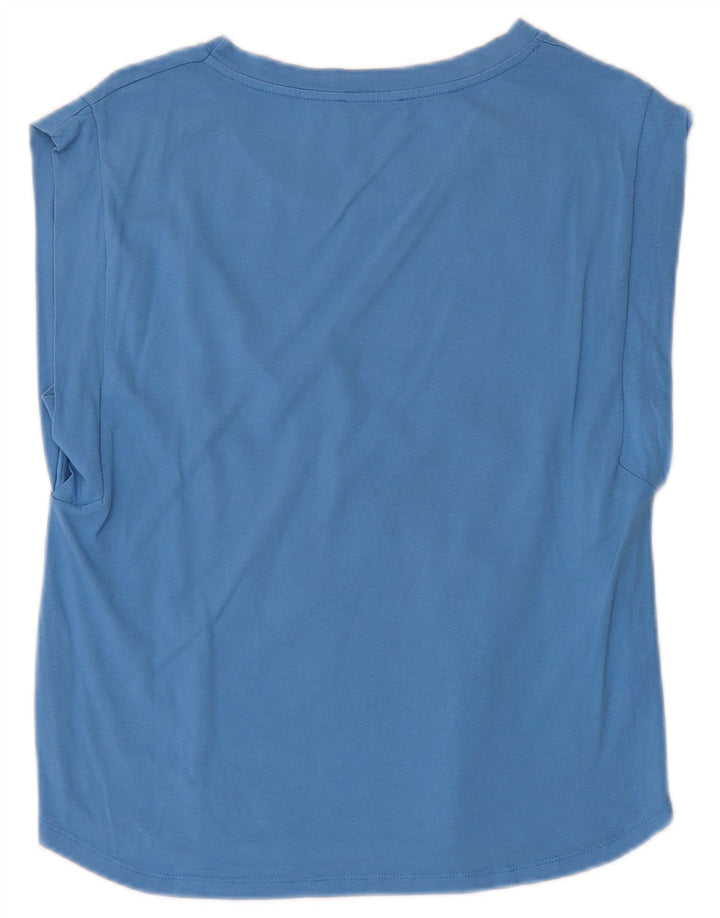 Camiseta feminina de ajuste solto BENETTON UK 6 XS algodão azul