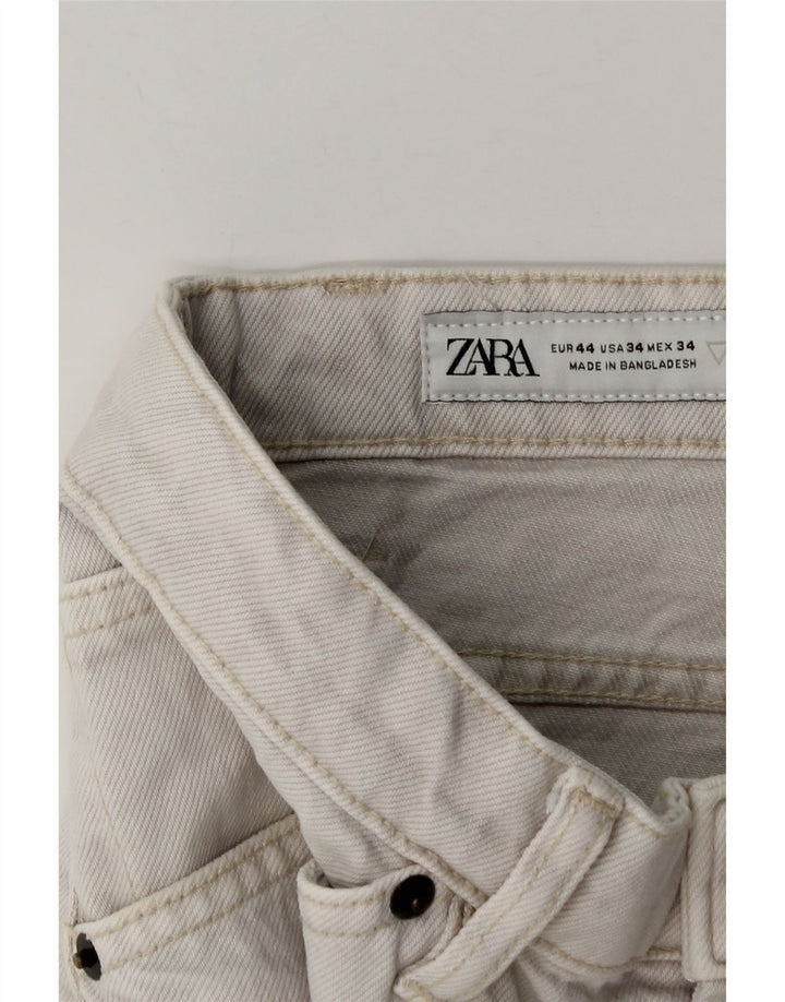 Zara Mens Cargo Shorts EU 44 Grande W34 Algodão Branco
