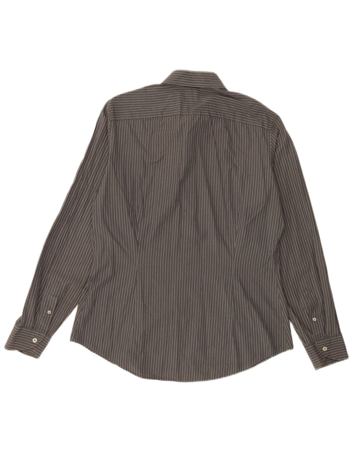 Camisa masculina BENETTON XL cinza listrado algodão
