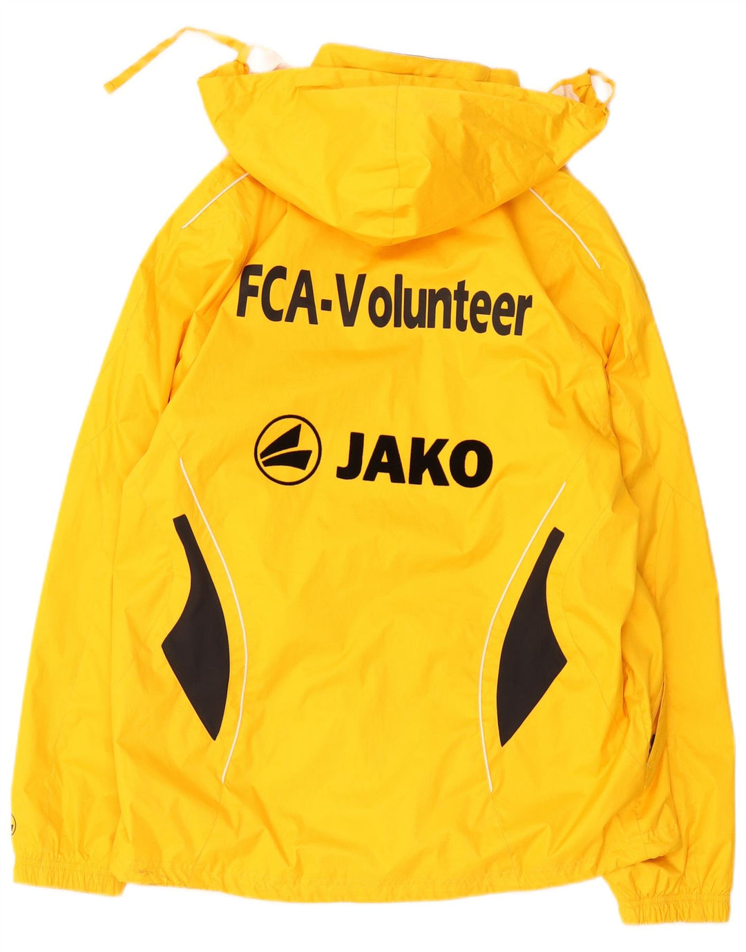 Jako Mens Graphic Hooded Rain Jacket UK 38 Medium Yellow Colourblock