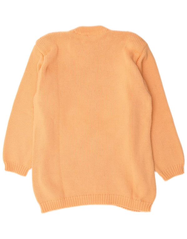 Suéter feminino vintage com gola redonda UK 20 2XL laranja floral