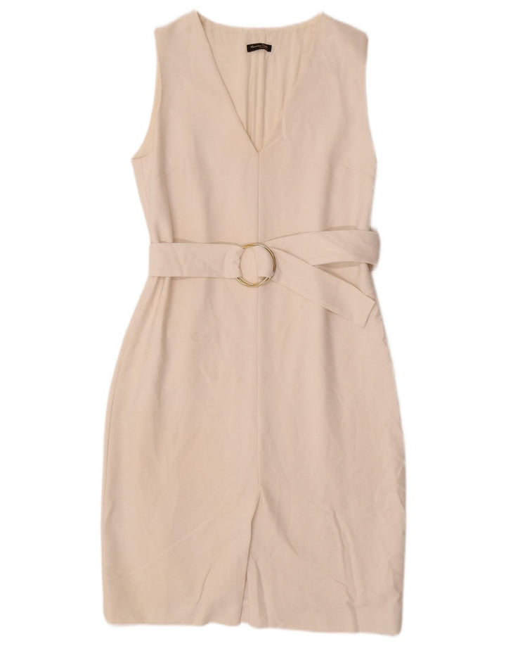 Vestido feminino MASSIMO DUTTI sem mangas UE 38 pequeno off white