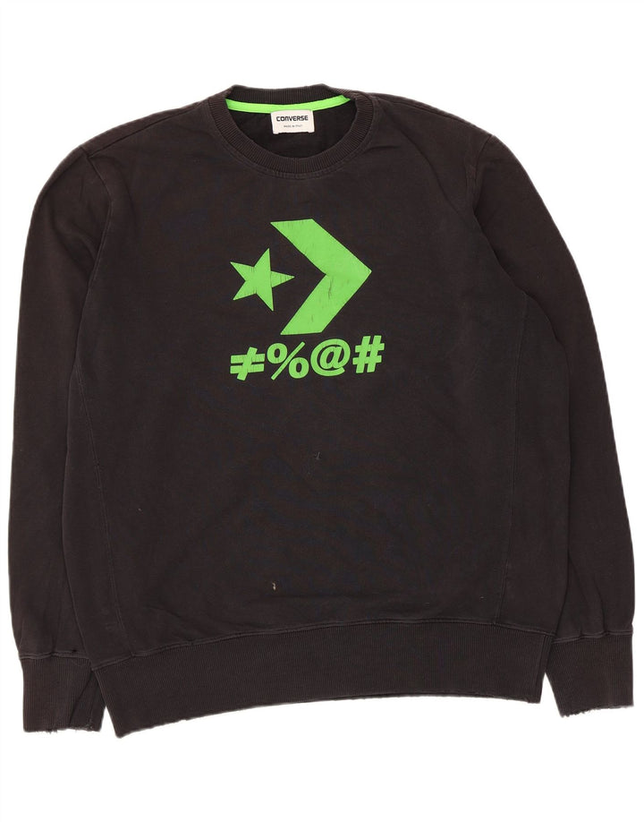 Converse masculino gráfico moletom jumper grande preto