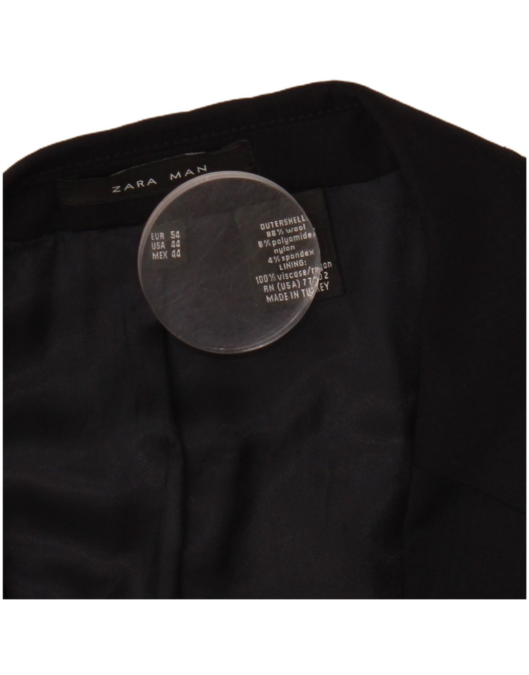 Jaqueta blazer masculina ZARA com 2 botões EU 54 XL lã azul marinho