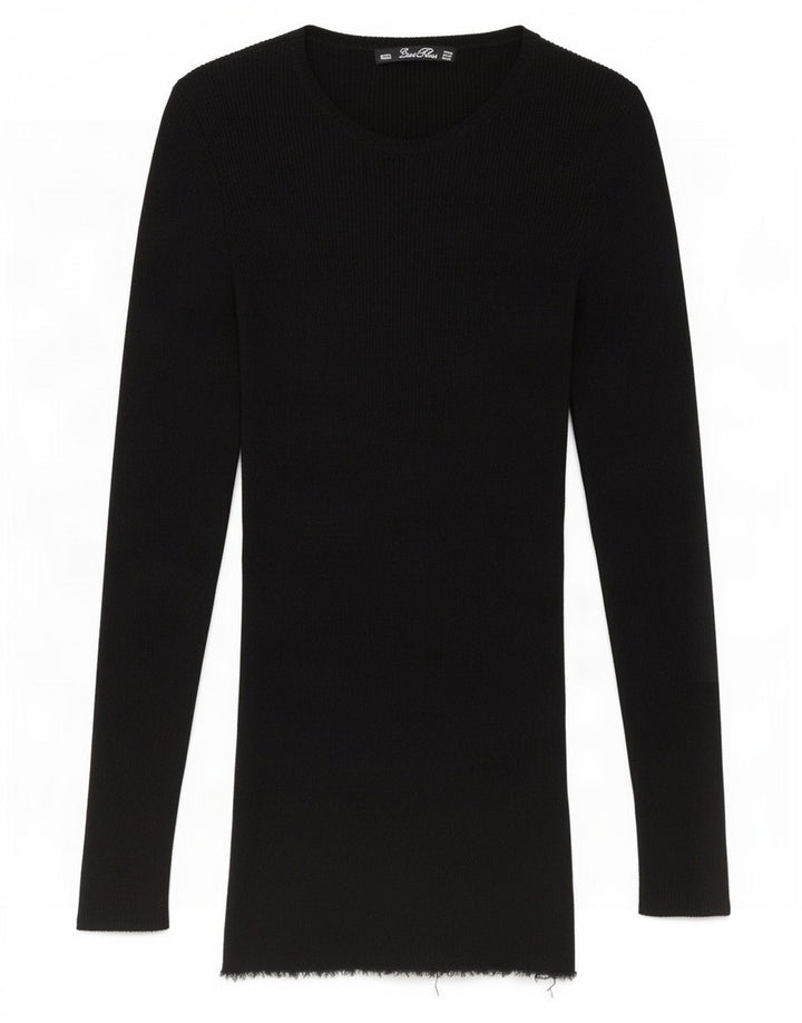 Top feminino Zara de manga comprida UK 12 médio preto manchado