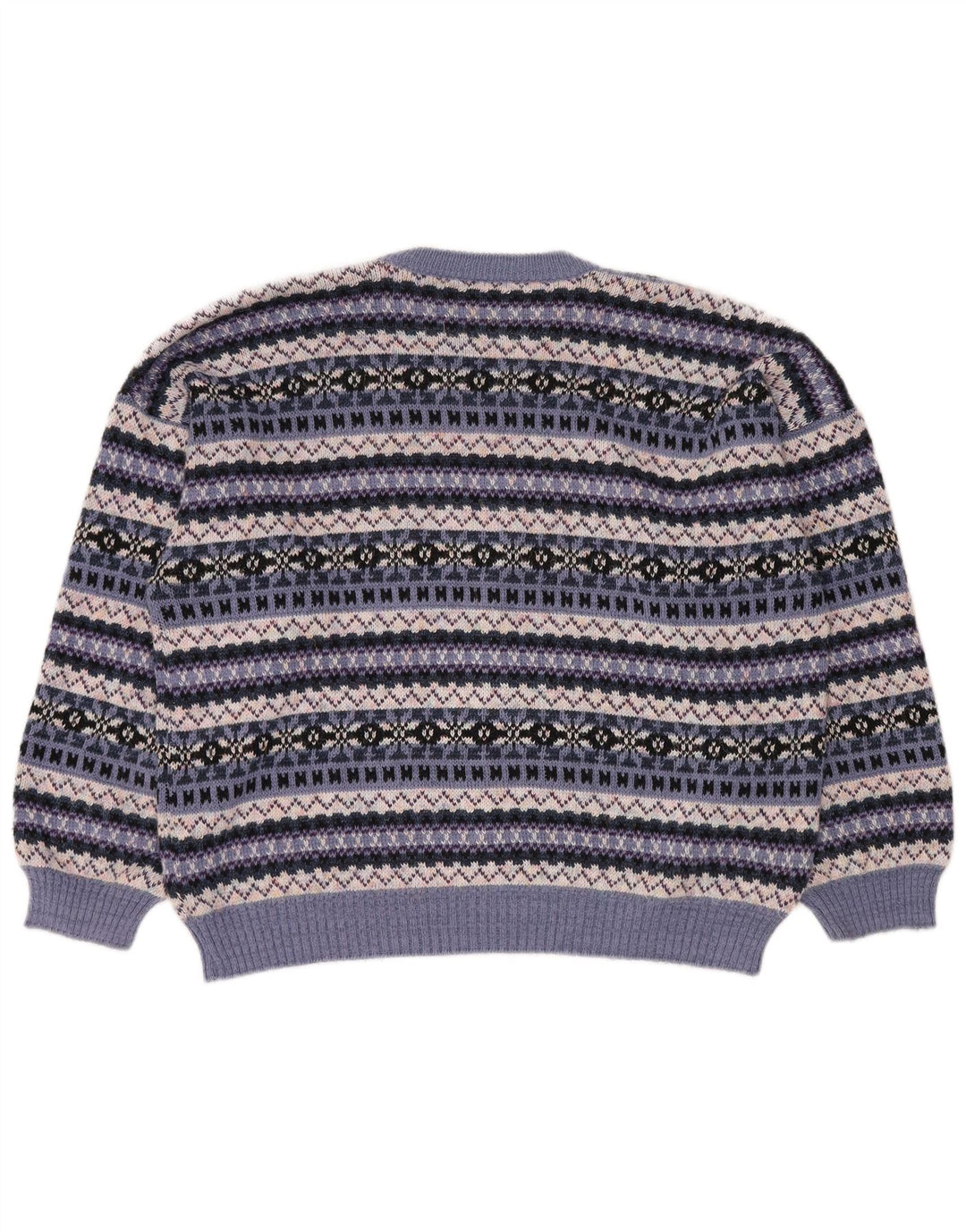 Suéter feminino vintage com gola redonda UK 18 XL multicolorido Fair Isle