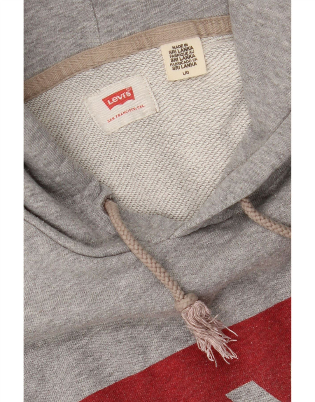 Suéter com capuz gráfico masculino LEVI'S grande algodão cinza