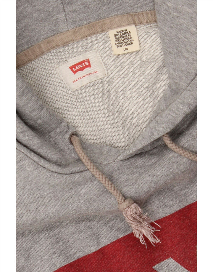 Suéter com capuz gráfico masculino LEVI'S grande algodão cinza
