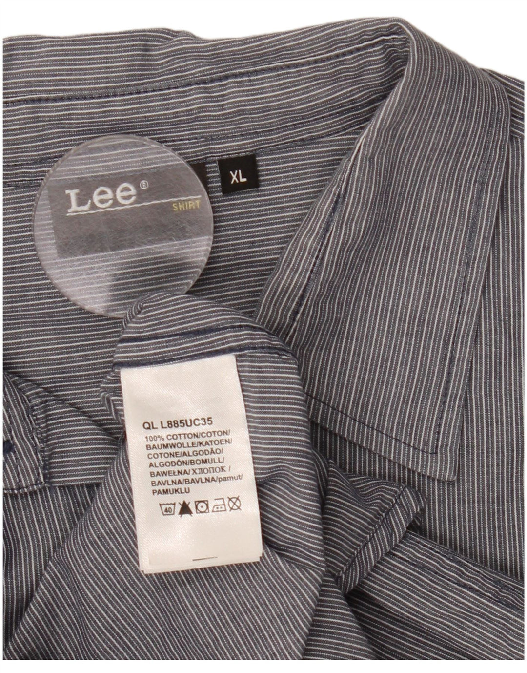 Camisa masculina Lee XL cinza risca de giz algodão