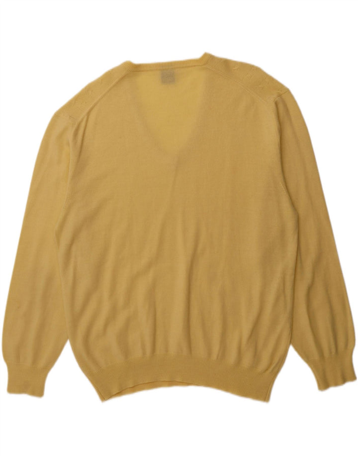Suéter masculino VINTAGE com decote em V grande amarelo