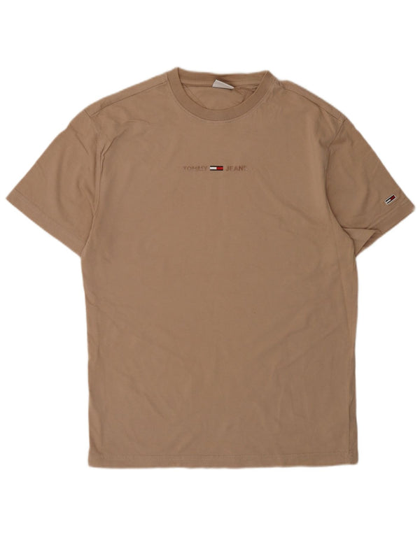 Camiseta masculina Tommy Hilfiger com estampa gráfica pequena de algodão bege