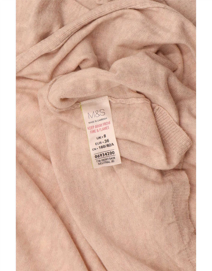 Suéter cardigã aberto feminino Marks & Spencer Reino Unido 8 pequeno bege poliamida