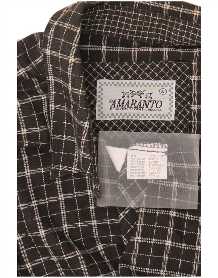 Camisa feminina de flanela Amaranto Reino Unido 16 grande poliéster xadrez preto