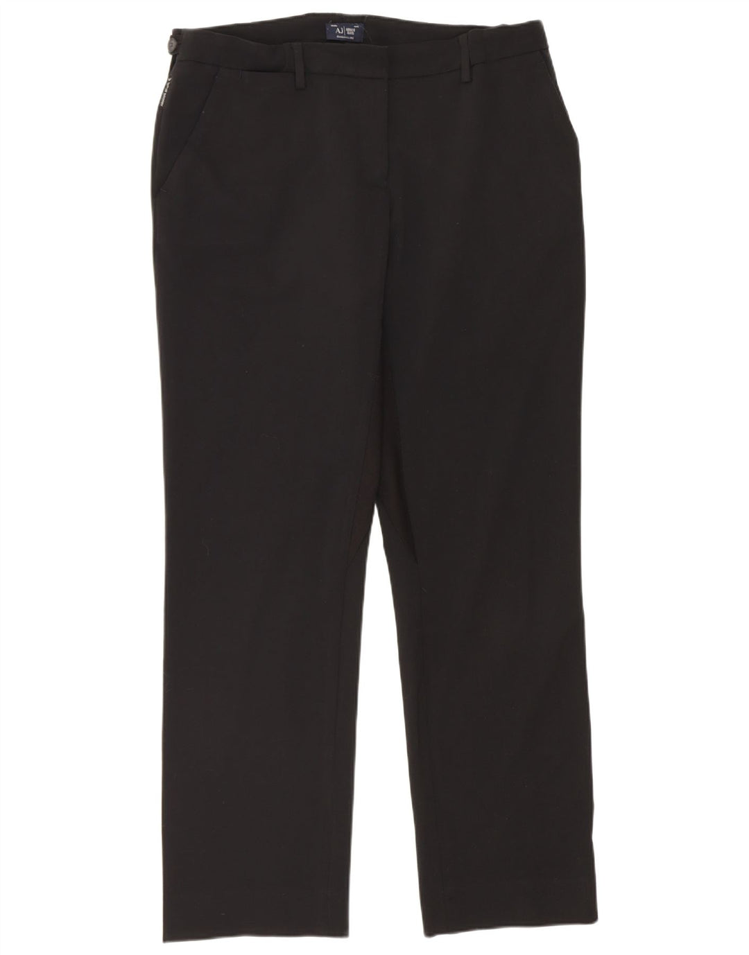 Calça feminina de terno reto Armani W30 L29 poliéster preto