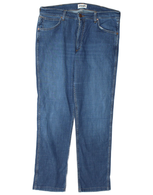 Wrangler Mens Greensboro Straight Jeans W34 L30 Azul Algodão