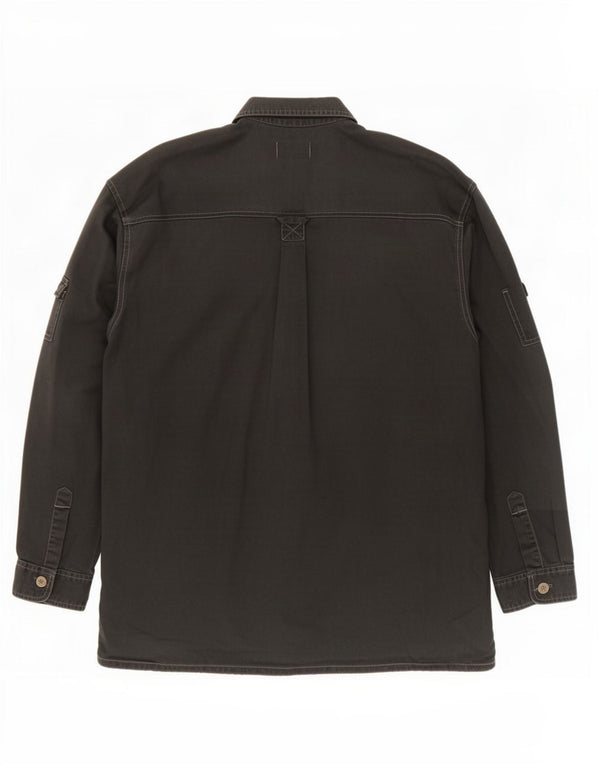 Camisa militar masculina vintage XL algodão preto