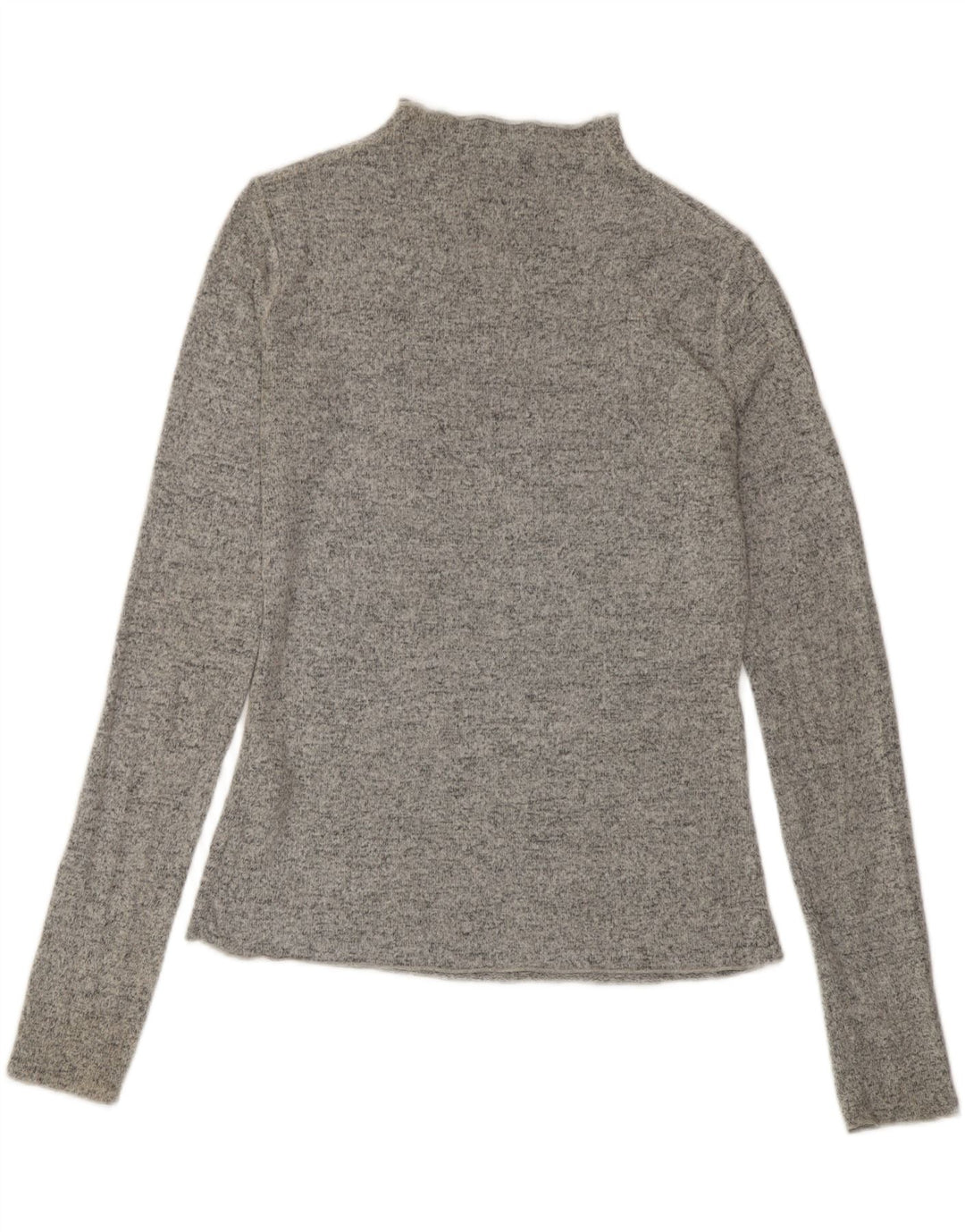 Top feminino Zara manga comprida UK 10 viscose manchada cinza pequena