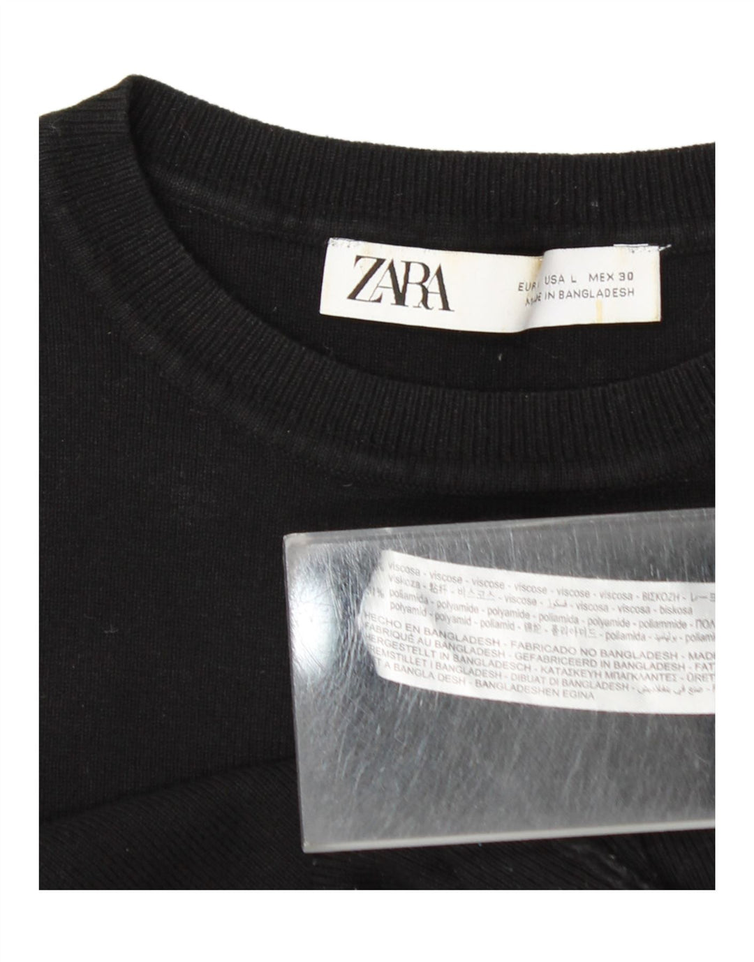 Zara Womens Crop Vest Top UK 14 Grande Viscose Preta