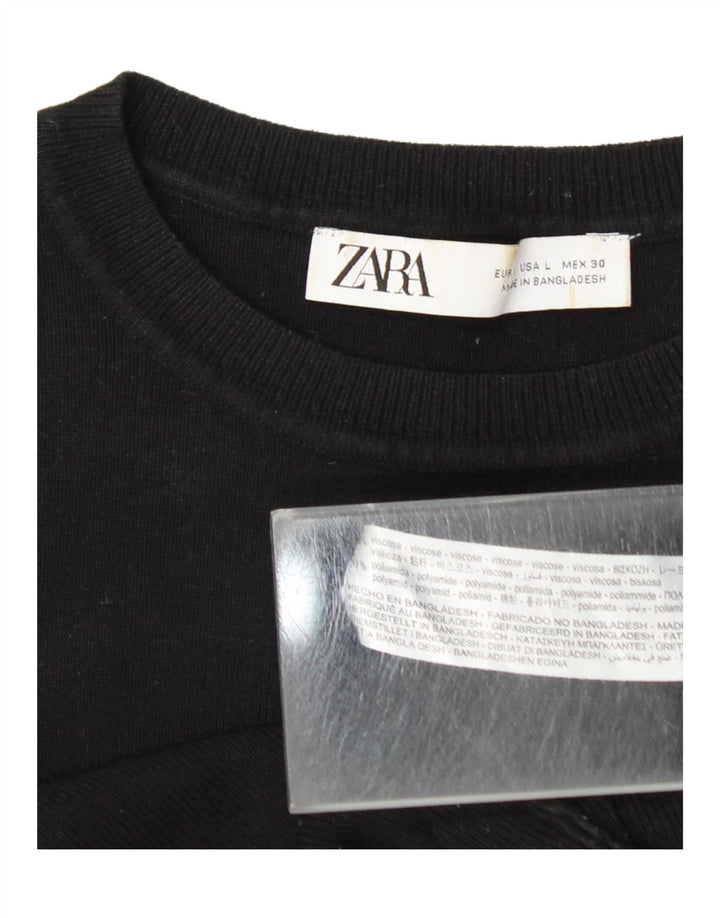 Zara Womens Crop Vest Top UK 14 Grande Viscose Preta