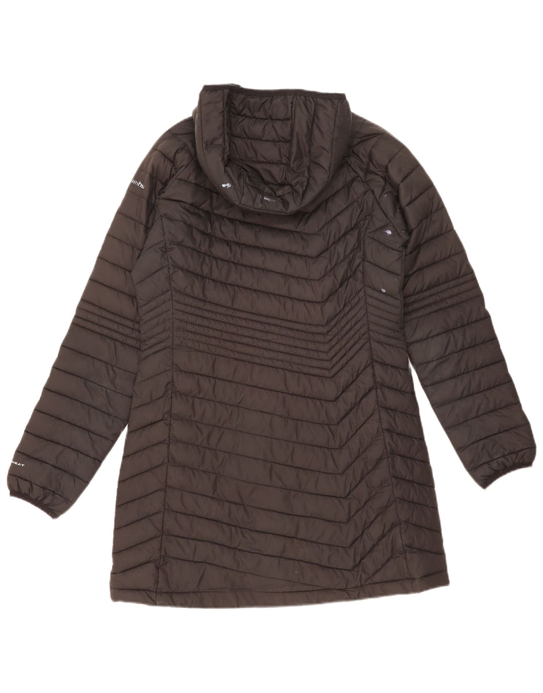 Casaco acolchoado com capuz feminino Columbia UK 14 poliéster preto médio