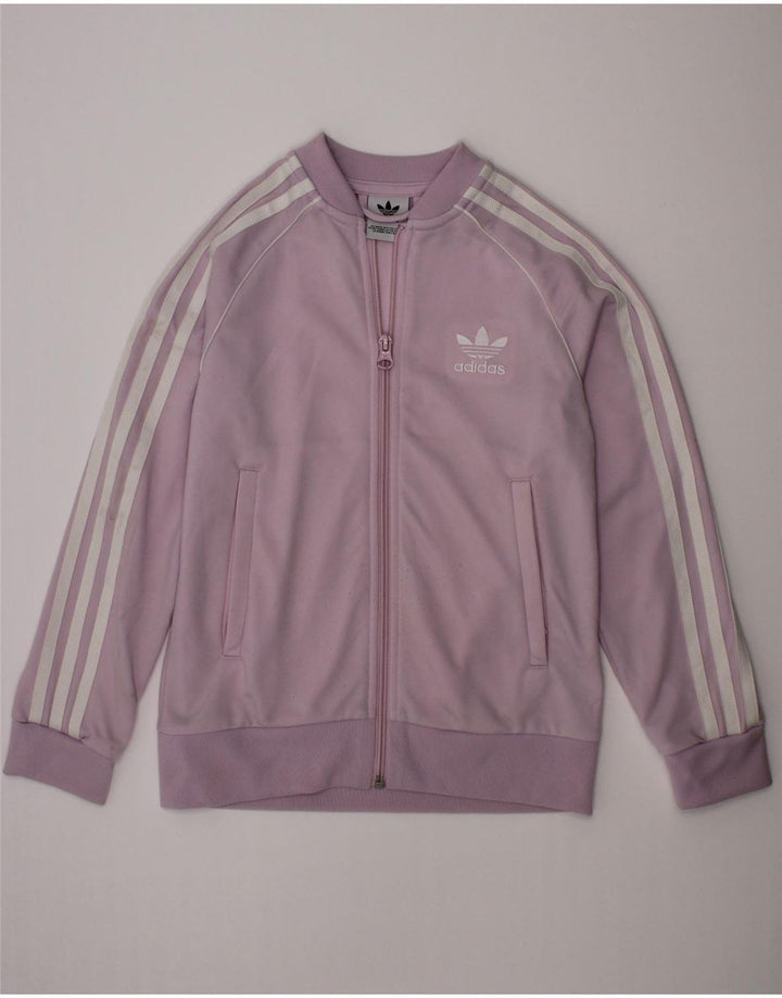ADIDAS Meninas Tracksuit Top Jacket 7-8 Anos Roxo Poliéster