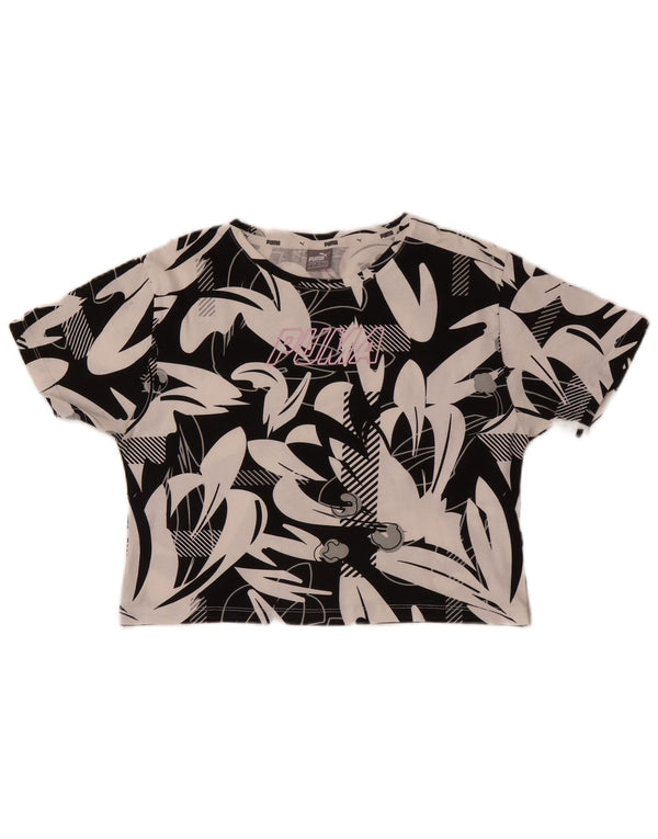 Camiseta Puma Girls Abstract Pattern Crop Graphic 11-12 Anos Preto