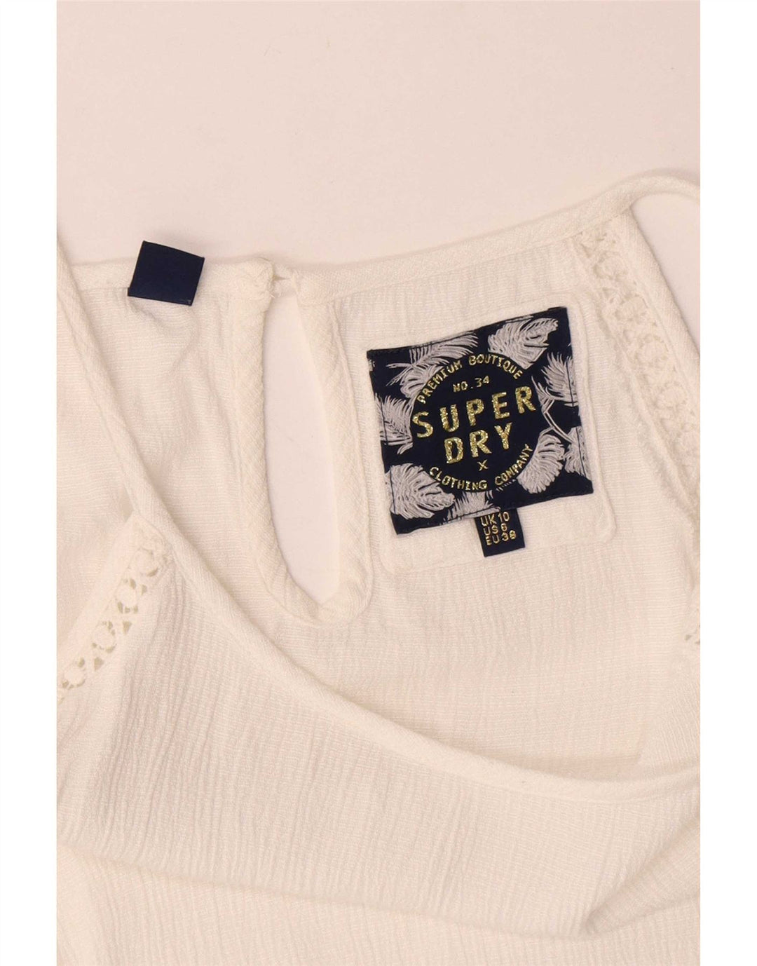 Blusa feminina Superdry sem mangas oversized top UK 10 pequeno branco