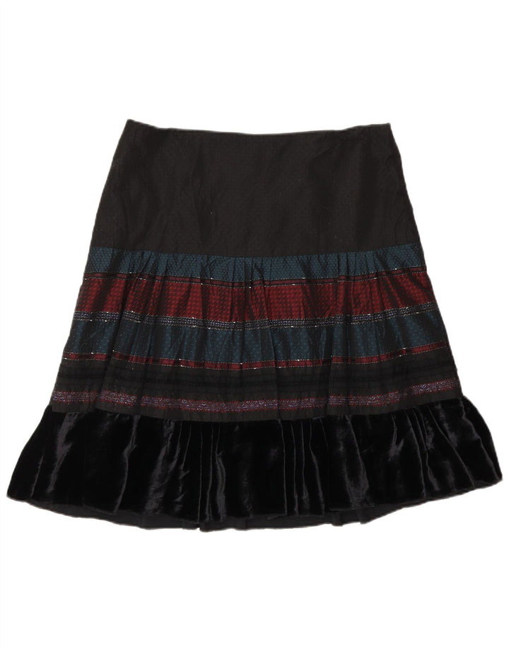 Saia feminina Benetton A-Line W30 listrada preta média