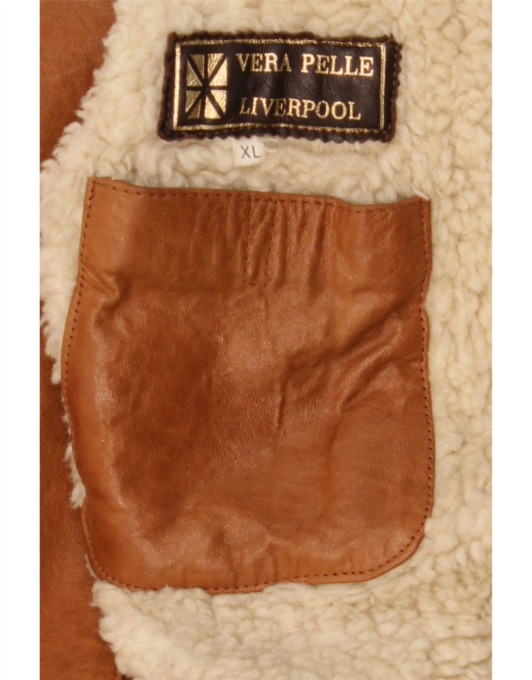 Jaqueta masculina de couro Sherpa Liverpool UK 42 XL couro marrom