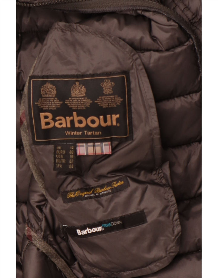 Jaqueta feminina Barbour de inverno acolchoada em tartan Reino Unido 14 grande cinza inverno