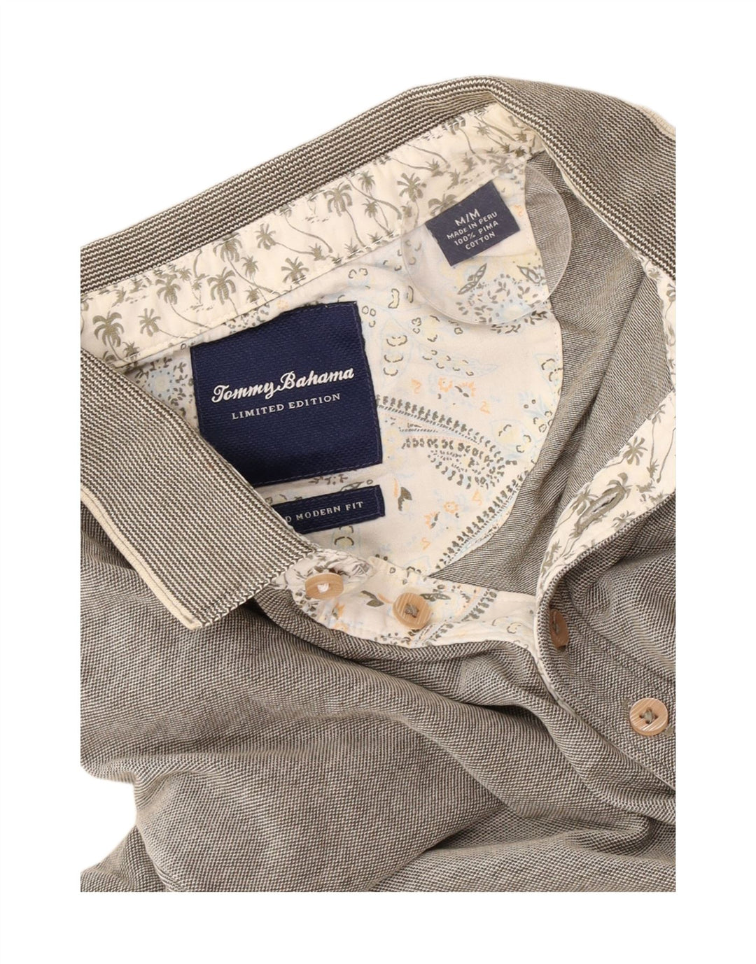 Camisa polo masculina Tommy Bahama Modern Fit algodão cinza médio