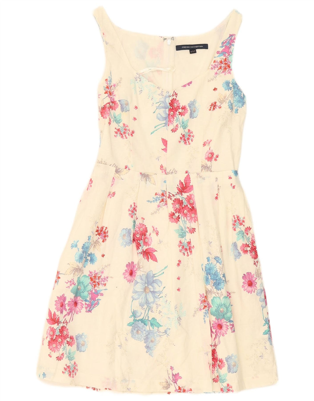 Vestido feminino French Connection evasê UK 12 médio off white floral