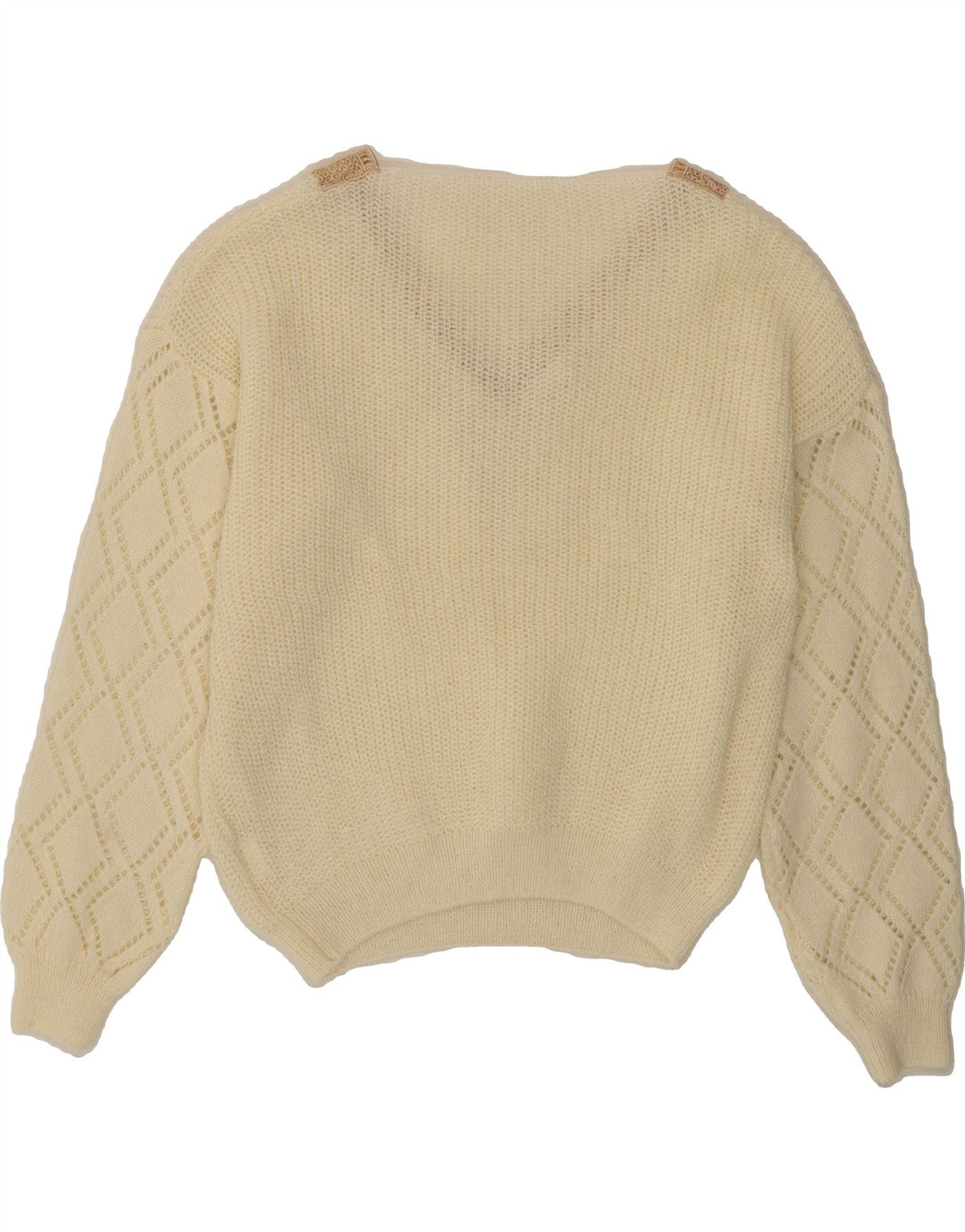 VINTAGE Womens V-Neck Jumper Sweater UK 16 Large Off White Vintage Vintage and Second-Hand Vintage from Messina Hembry 