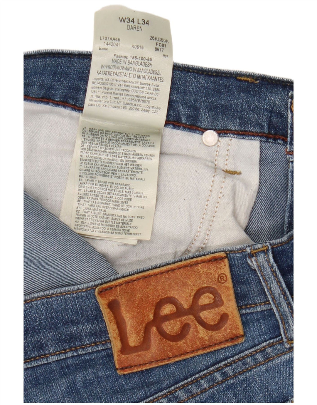 Lee Womens Daren Straight Jeans W34 L29 Azul Algodão