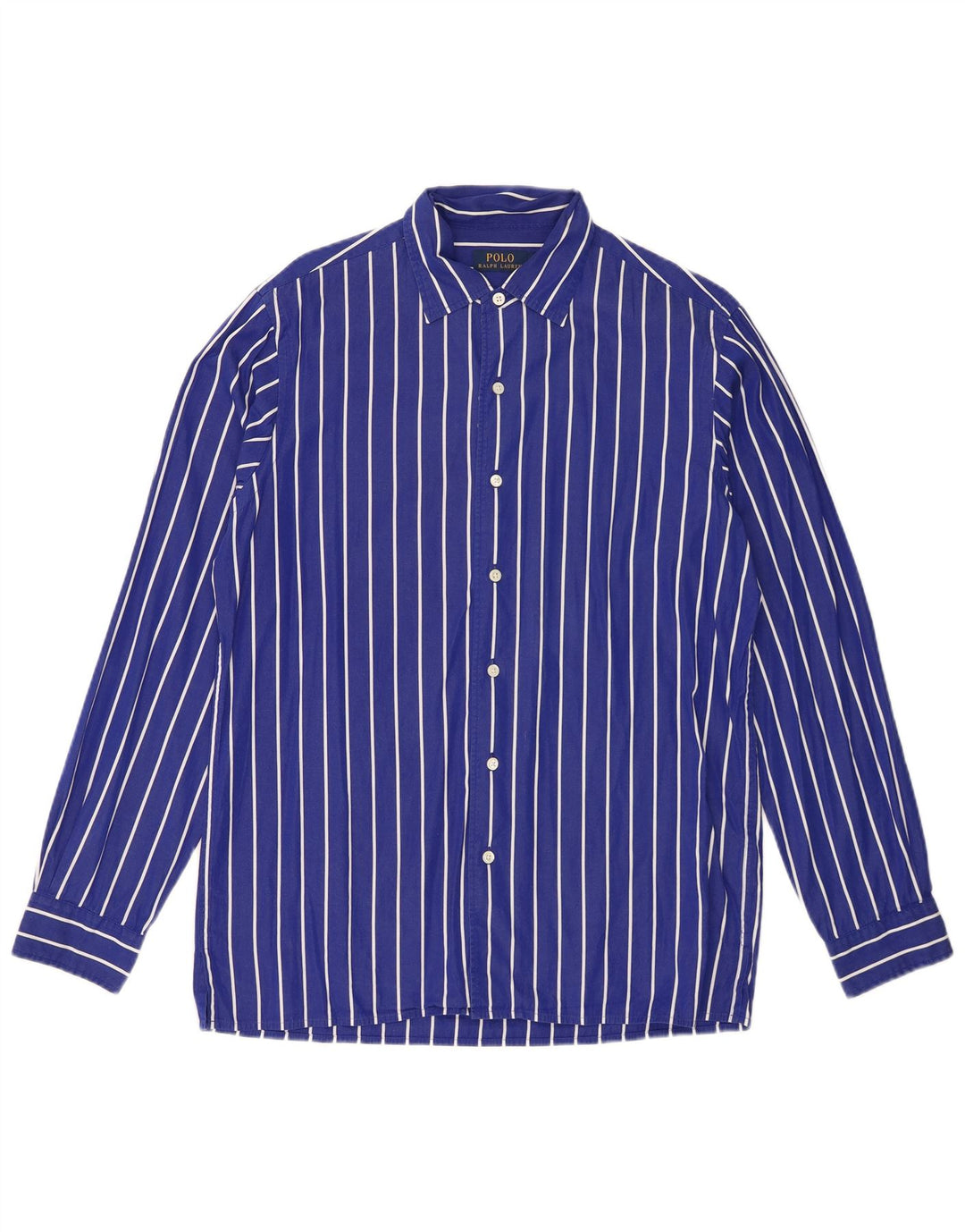 Polo Ralph Lauren Camisa masculina de algodão listrado azul médio
