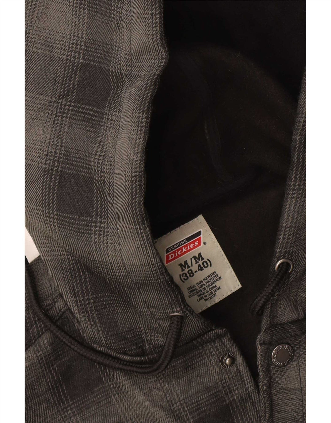 Camisa masculina de lenhador com capuz Dickies Reino Unido 38/40 poliéster xadrez cinza médio