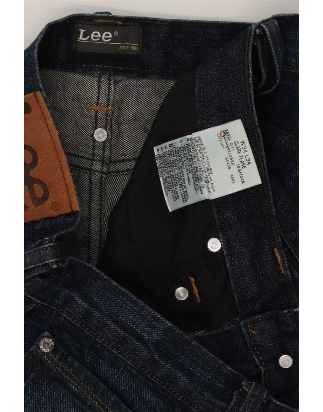 Lee Mens Clark Flared Jeans W34 L31 Azul Marinho Algodão