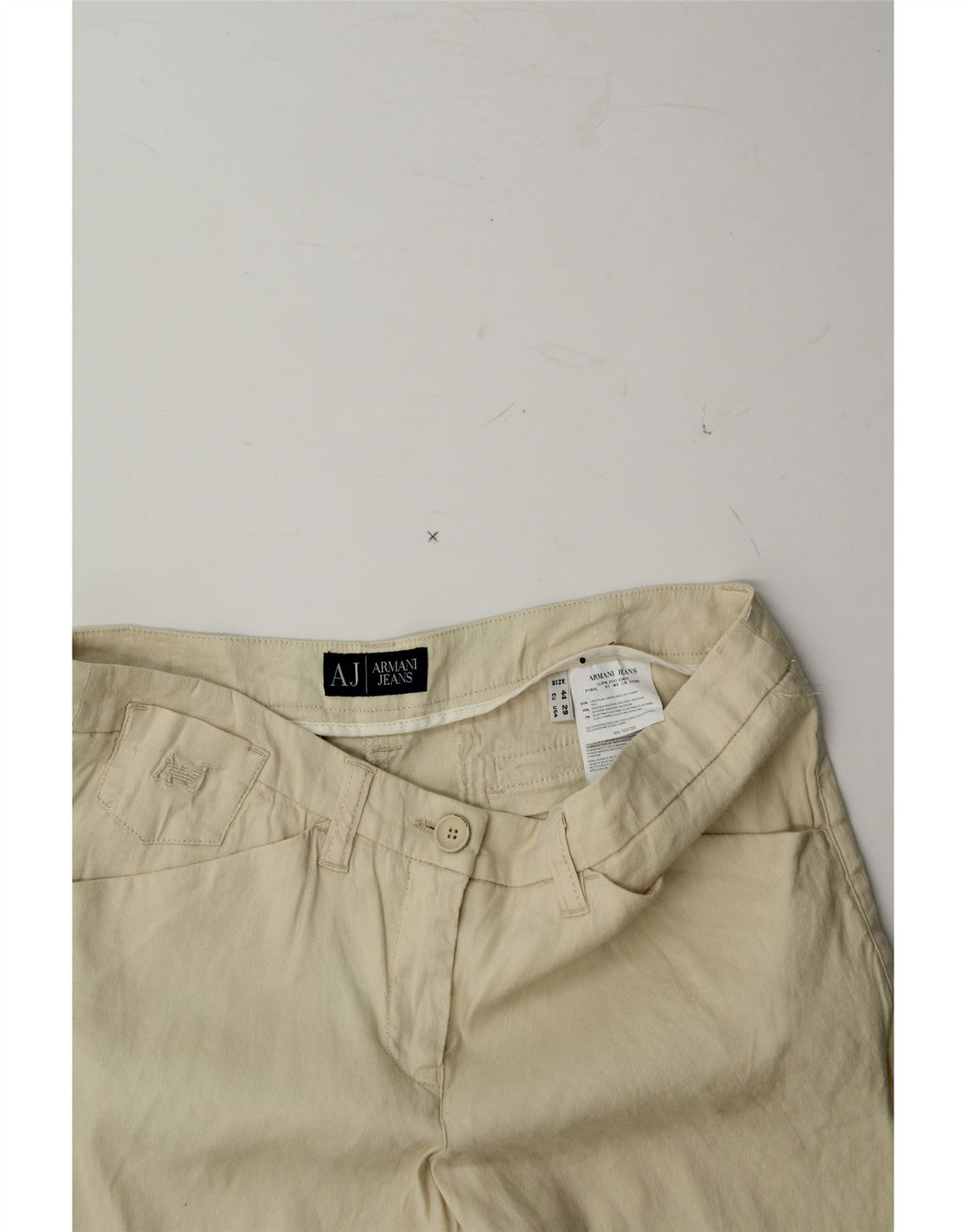 ARMANI Womens Slim Casual Trousers W28 L23 Off White Linen Vintage Armani and Second-Hand Armani from Messina Hembry 