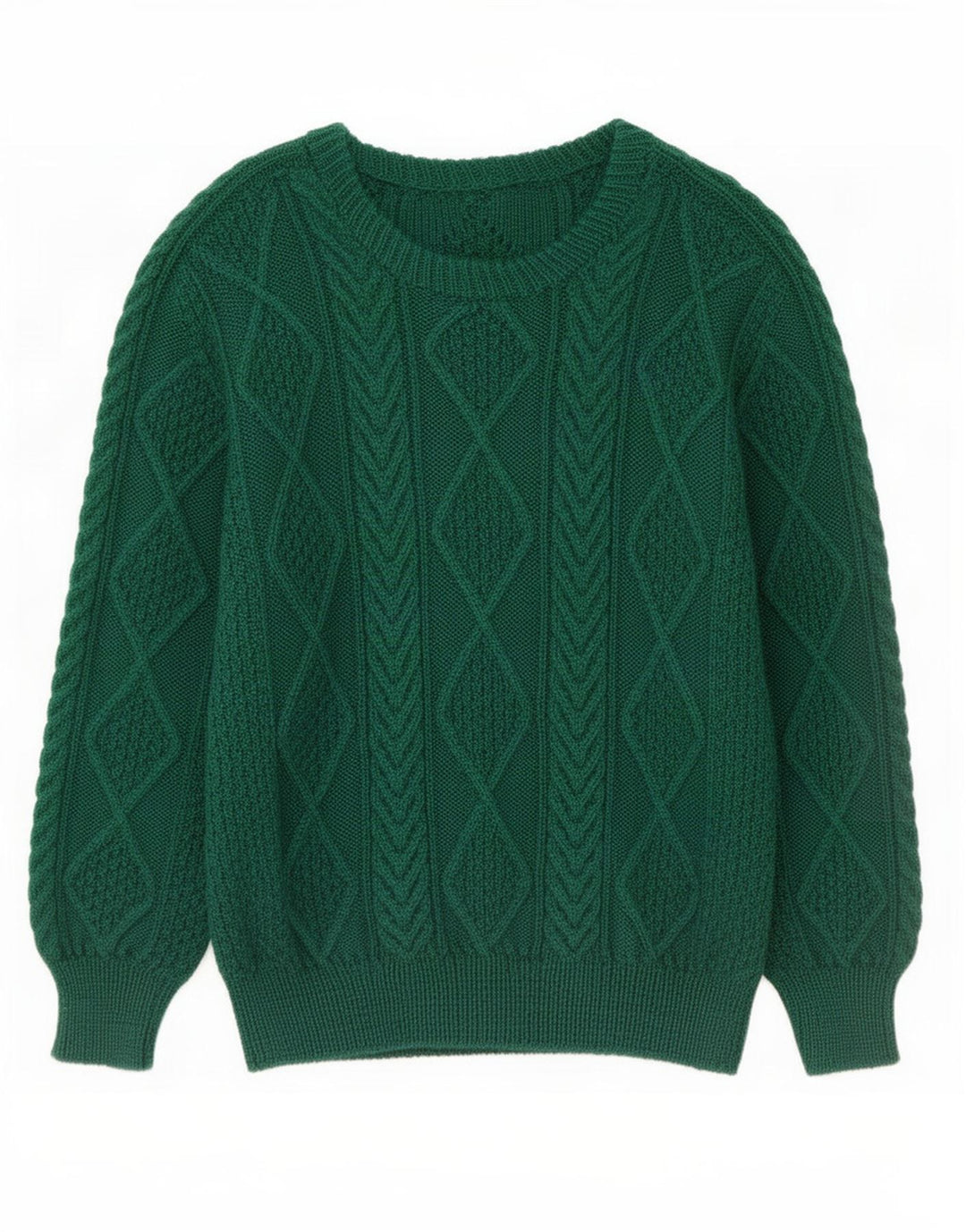 Suéter vintage masculino com gola redonda, verde médio
