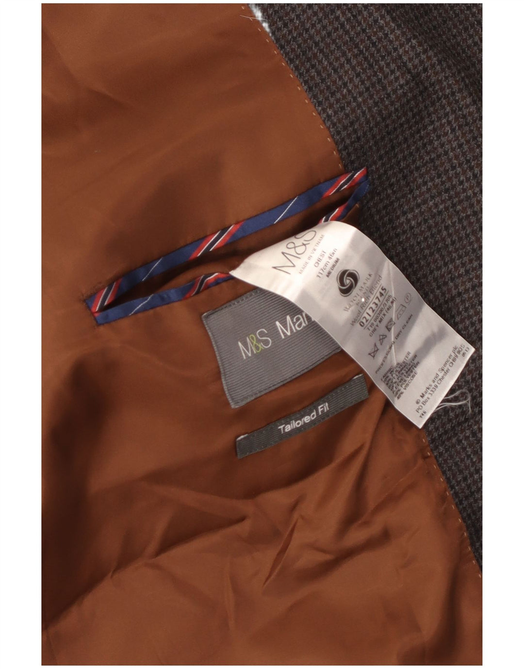 Jaqueta blazer masculina Marks & Spencer sob medida Reino Unido 46 3XL cinza Houndstooth