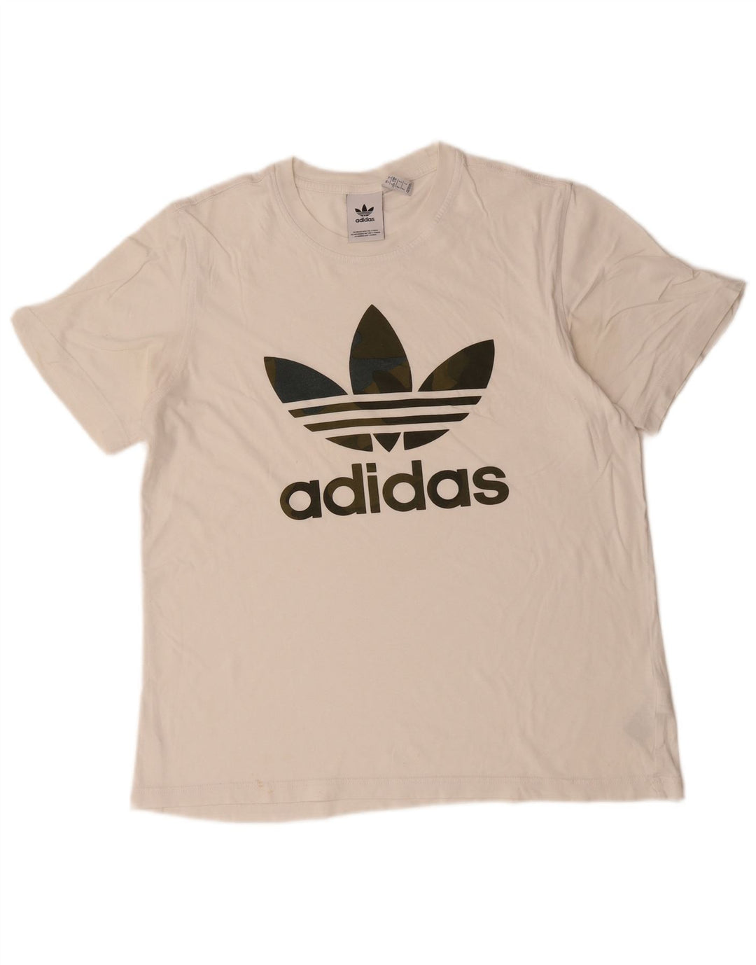 ADIDAS Mens Graphic T-Shirt Top Grande Algodão Branco