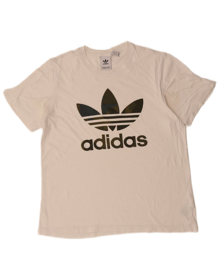 ADIDAS Mens Graphic T-Shirt Top Grande Algodão Branco