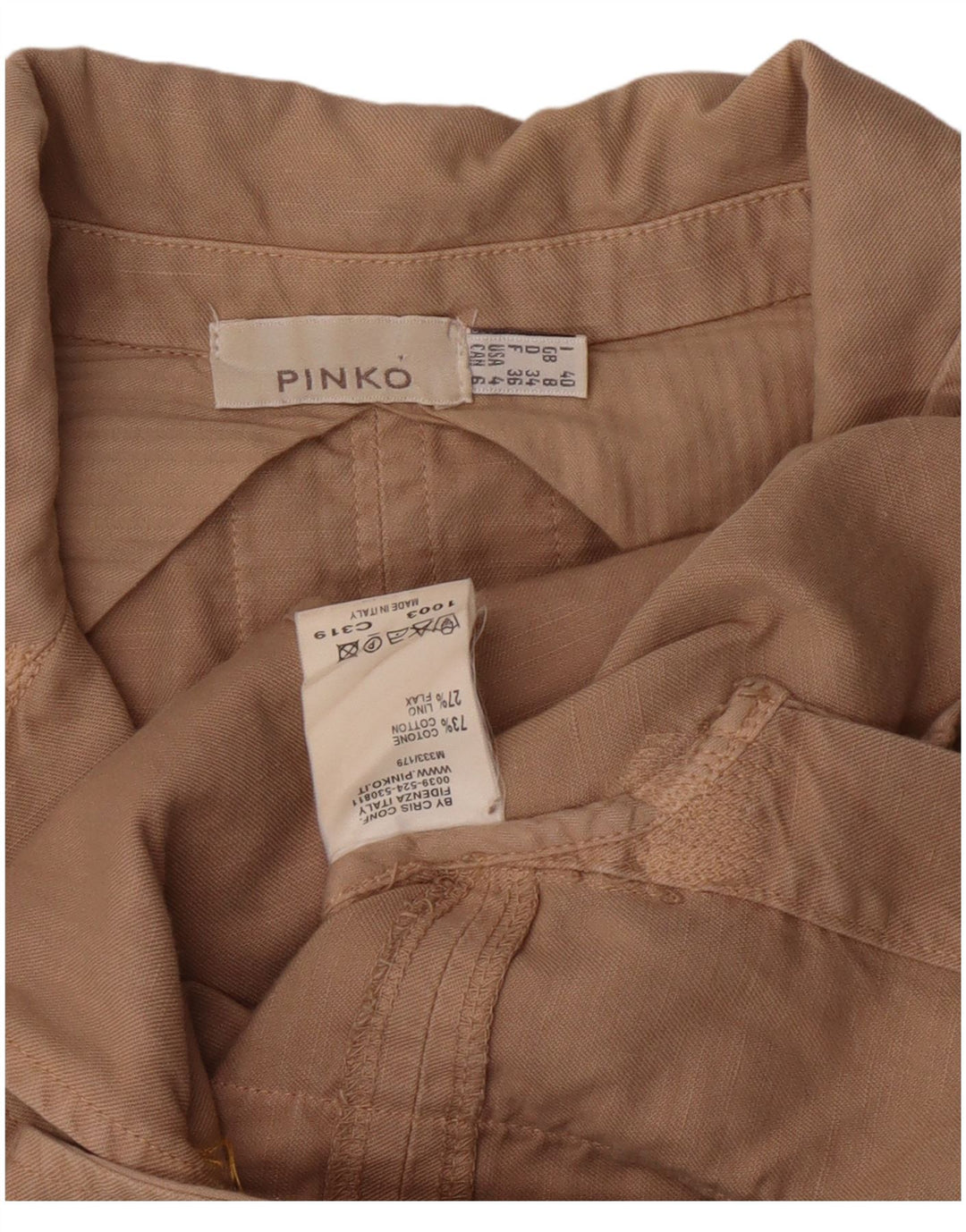 Jaqueta blazer feminina PINKO com 2 botões Reino Unido 8 algodão bege pequeno